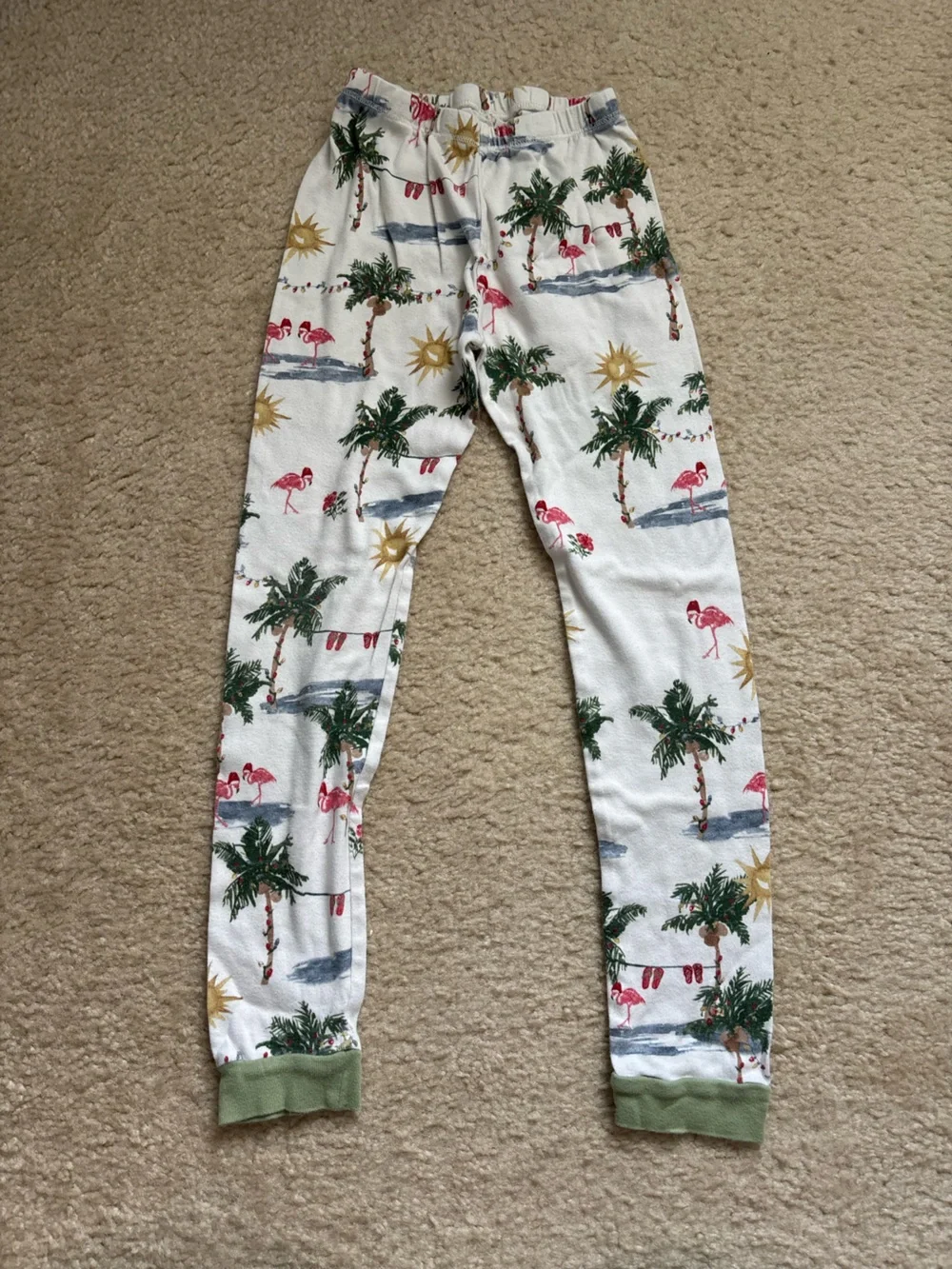 Size 8 Burts Bees Beach Christmas Flamingo Pajama Set